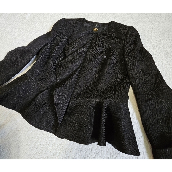 BASLER Metallic Ruffle Peplum Blazer Jacket - Picture 9 of 14